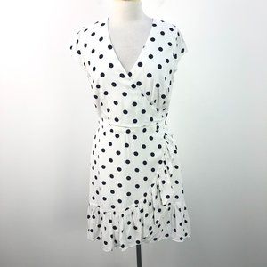 J. Crew White and Black Polka Dot Midi Dress